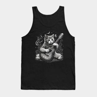 Cat Playing Guitar Tank Top